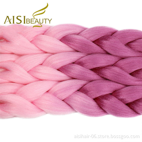 Aisi Beauty Wholesale Cheap Vendor Hotselling Ombre Color Jumbo Box Braid Twist Synthetic Crochet Braiding Hair Extensions